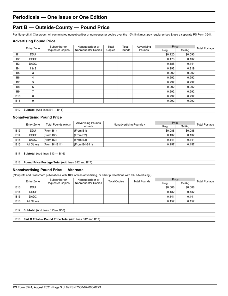 PS Form 3541 Postage Statement - Periodicals, Page 3