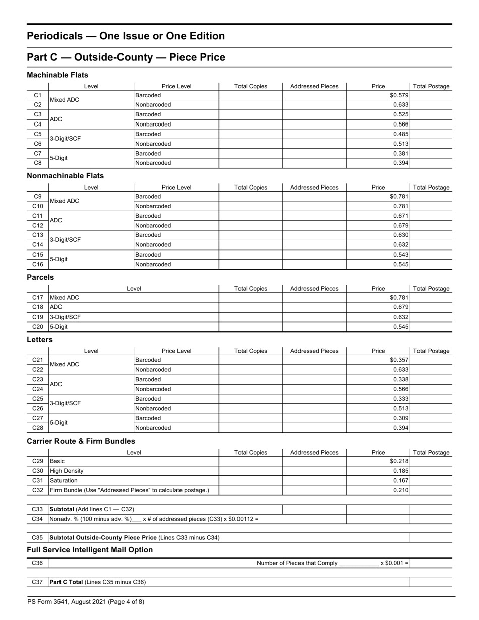 PS Form 3541 Postage Statement - Periodicals, Page 4