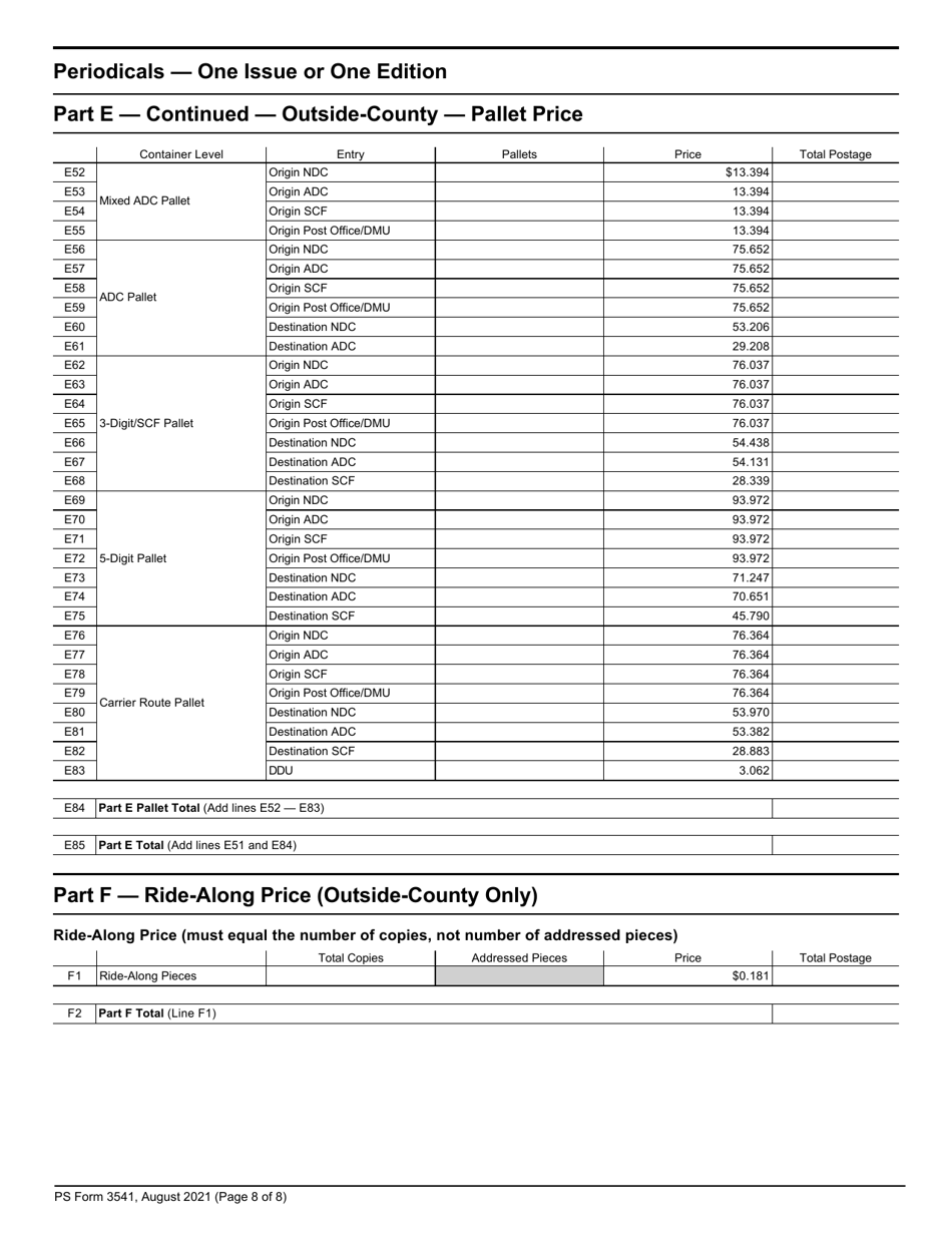 PS Form 3541 Postage Statement - Periodicals, Page 8