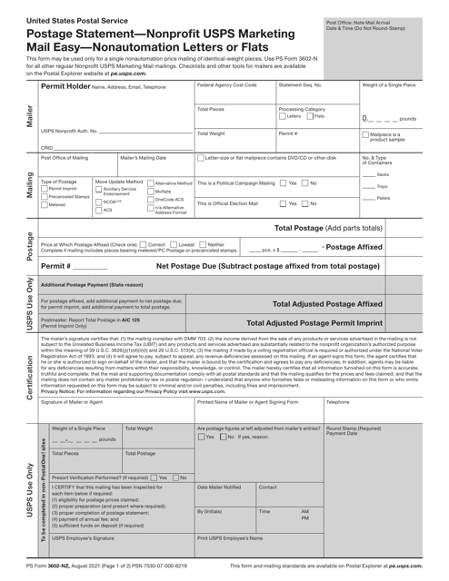 PS Form 3602-NZ  Printable Pdf