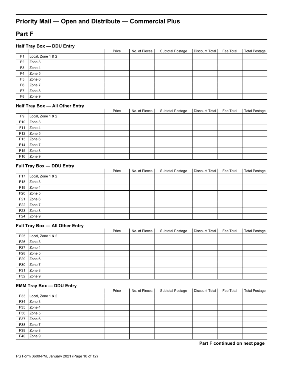 PS Form 3600-PM Postage Statement - Priority Mail - Permit Imprint, Page 10