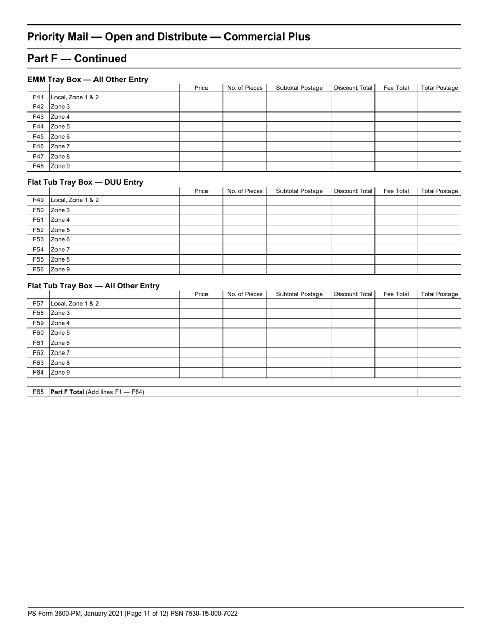 PS Form 3600-PM Postage Statement - Priority Mail - Permit Imprint, Page 11