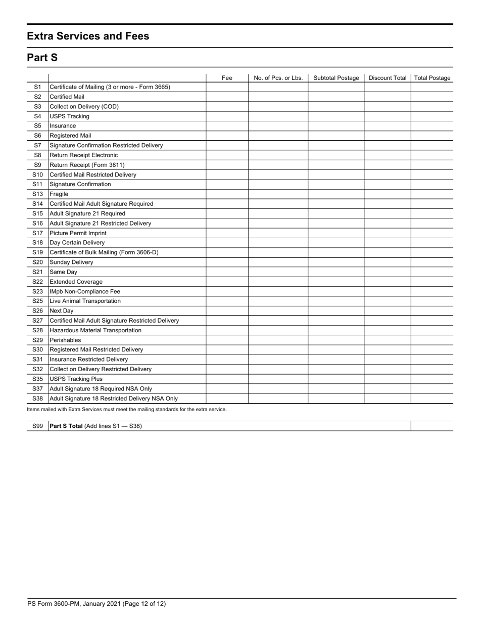 PS Form 3600-PM Postage Statement - Priority Mail - Permit Imprint, Page 12