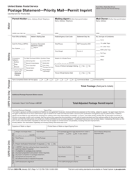 PS Form 3600-PM &quot;Postage Statement - Priority Mail - Permit Imprint&quot;