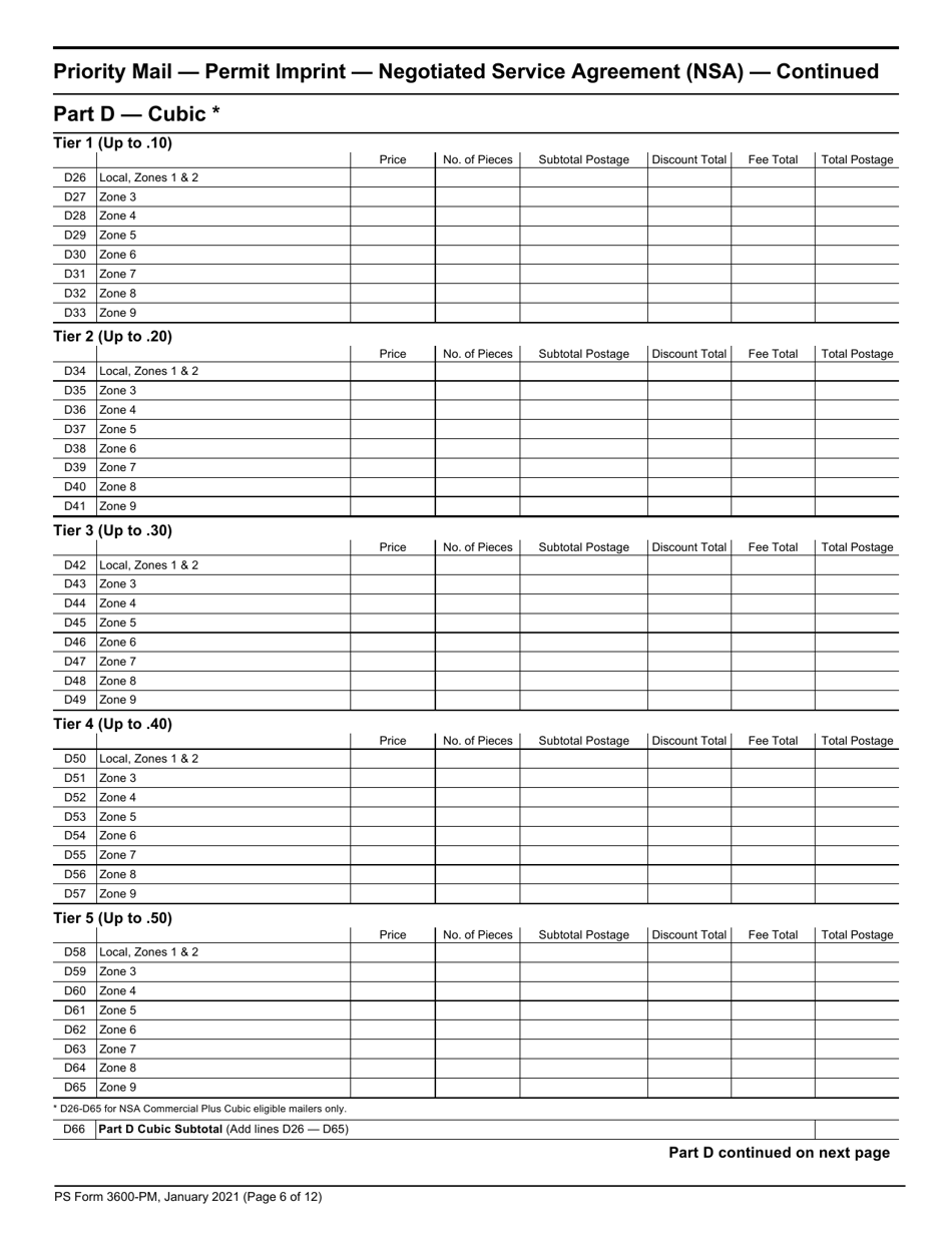 PS Form 3600-PM Postage Statement - Priority Mail - Permit Imprint, Page 6