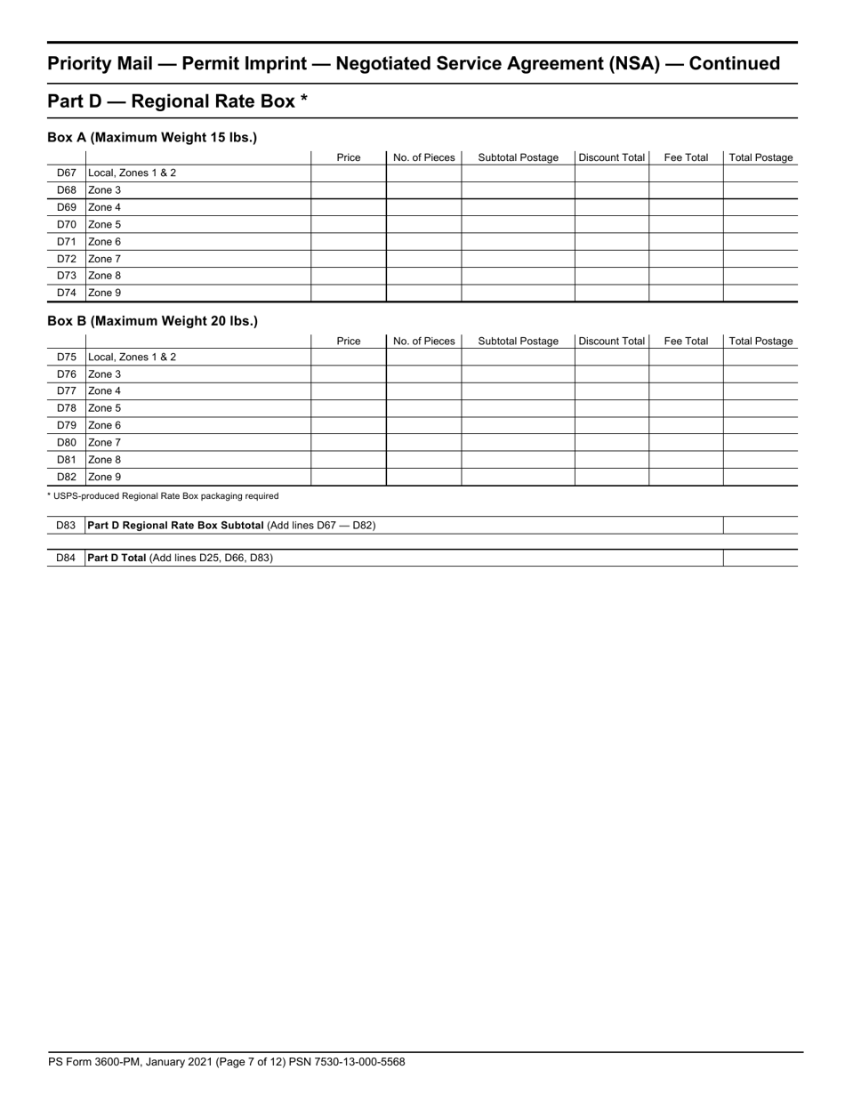 PS Form 3600-PM Postage Statement - Priority Mail - Permit Imprint, Page 7
