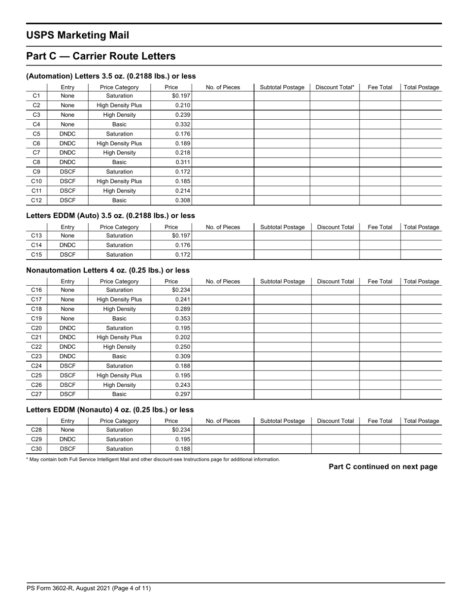 PS Form 3602-R Postage Statement - USPS Marketing Mail, Page 4