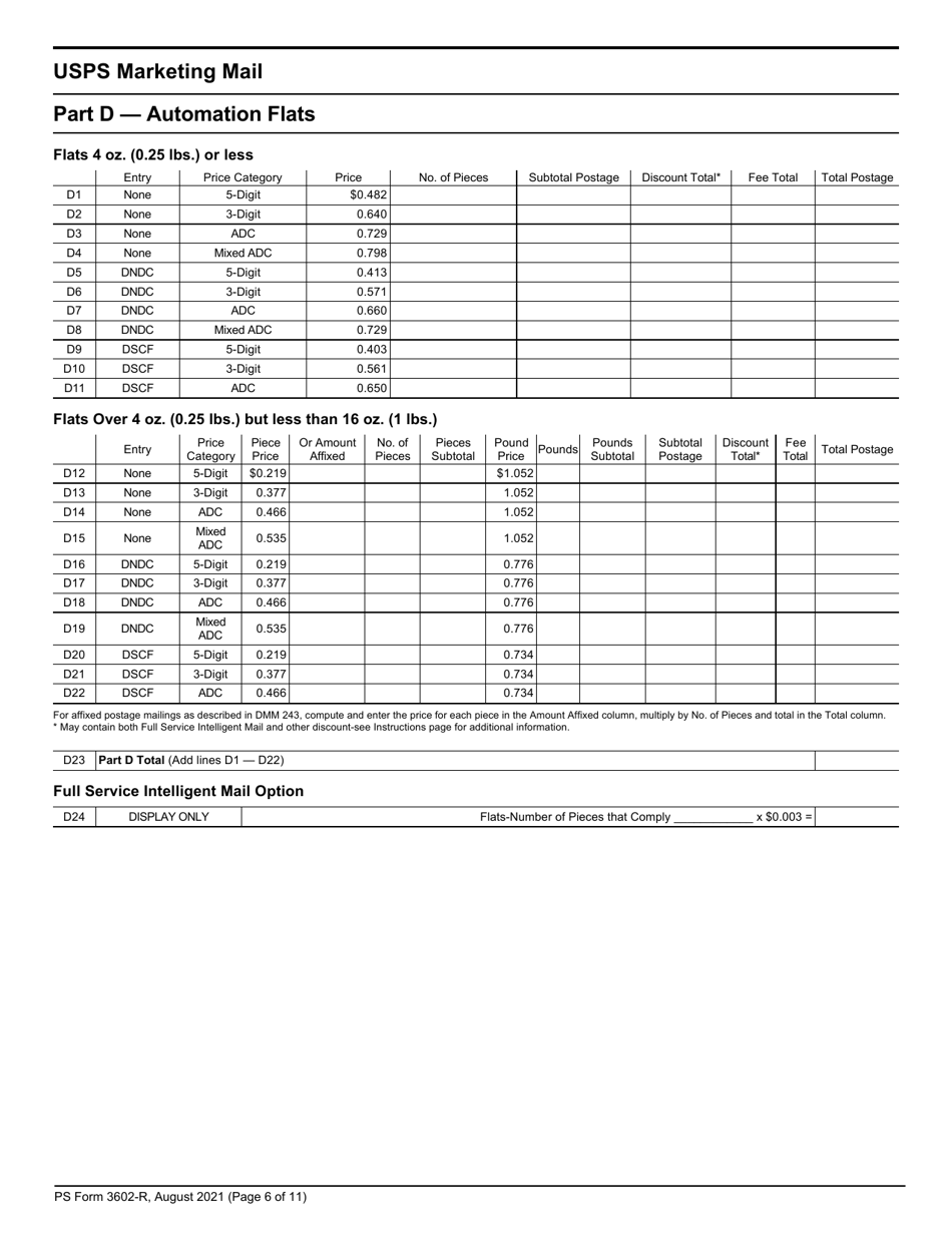 PS Form 3602-R Postage Statement - USPS Marketing Mail, Page 6