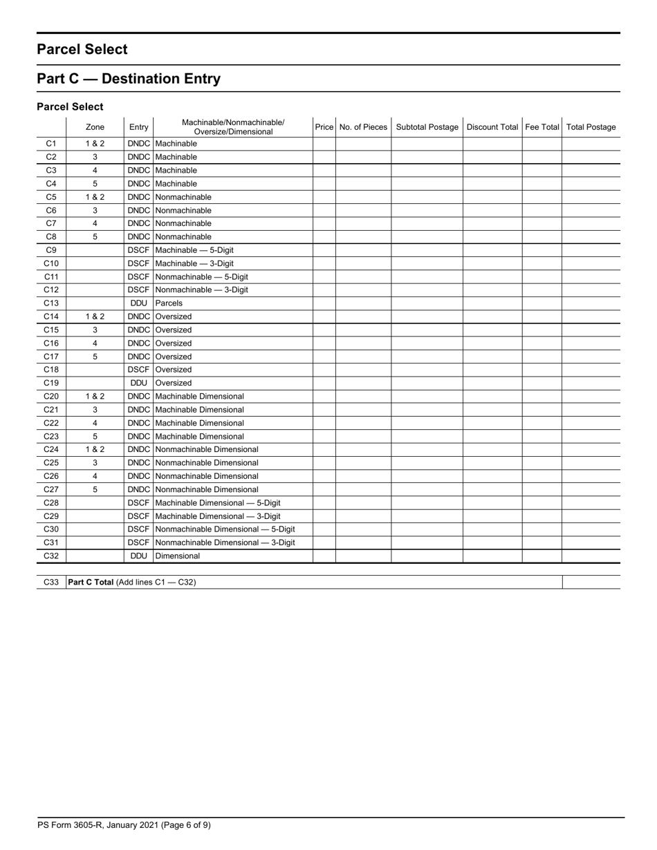 PS Form 3605-R Postage Statement - Package Services, Page 6