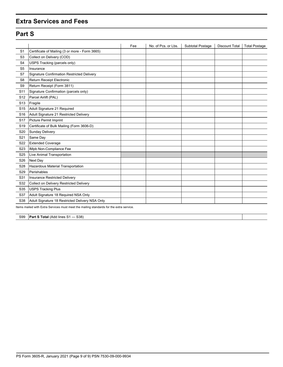 PS Form 3605-R Postage Statement - Package Services, Page 9