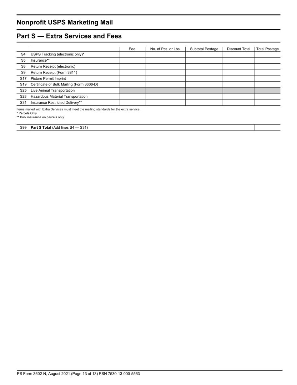 PS Form 3602-N Postage Statement - Nonprofit USPS Marketing Mail, Page 13
