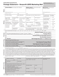 Document preview: PS Form 3602-N Postage Statement - Nonprofit USPS Marketing Mail