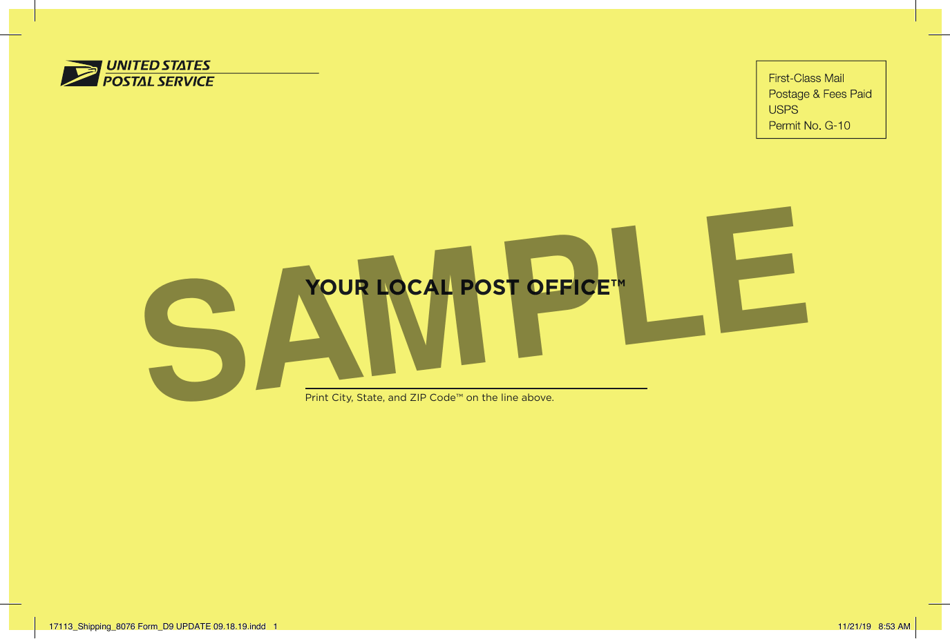 PS Form 8076 Download Printable PDF Or Fill Online Authorization To Hold Mail Sample 2001