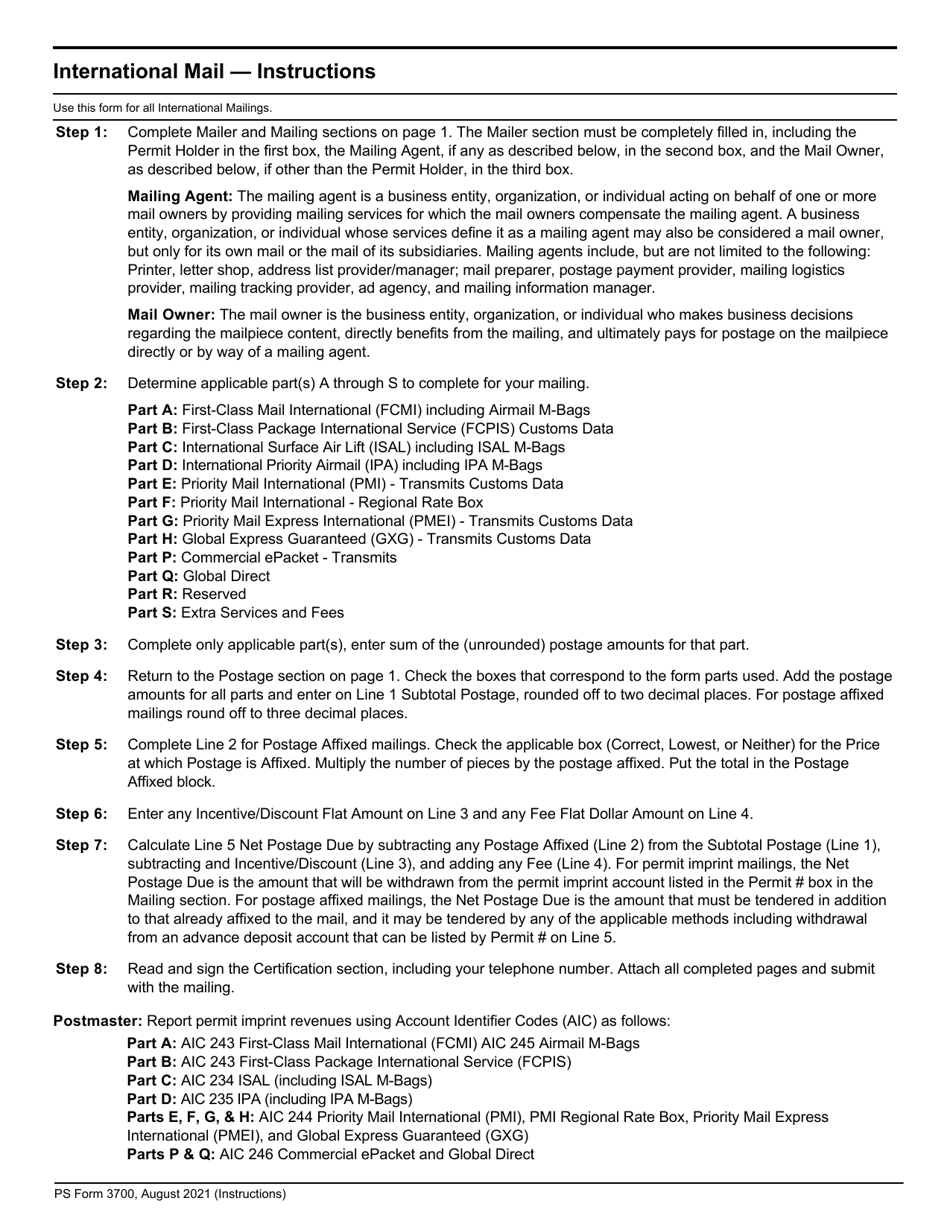 PS Form 3700 Postage Statement - International Mail, Page 22