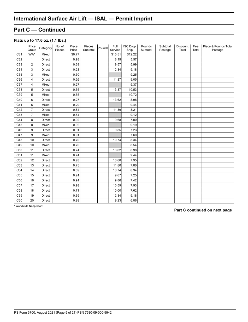 PS Form 3700 Postage Statement - International Mail, Page 5