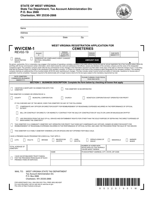 Form WV/CEM-1  Printable Pdf