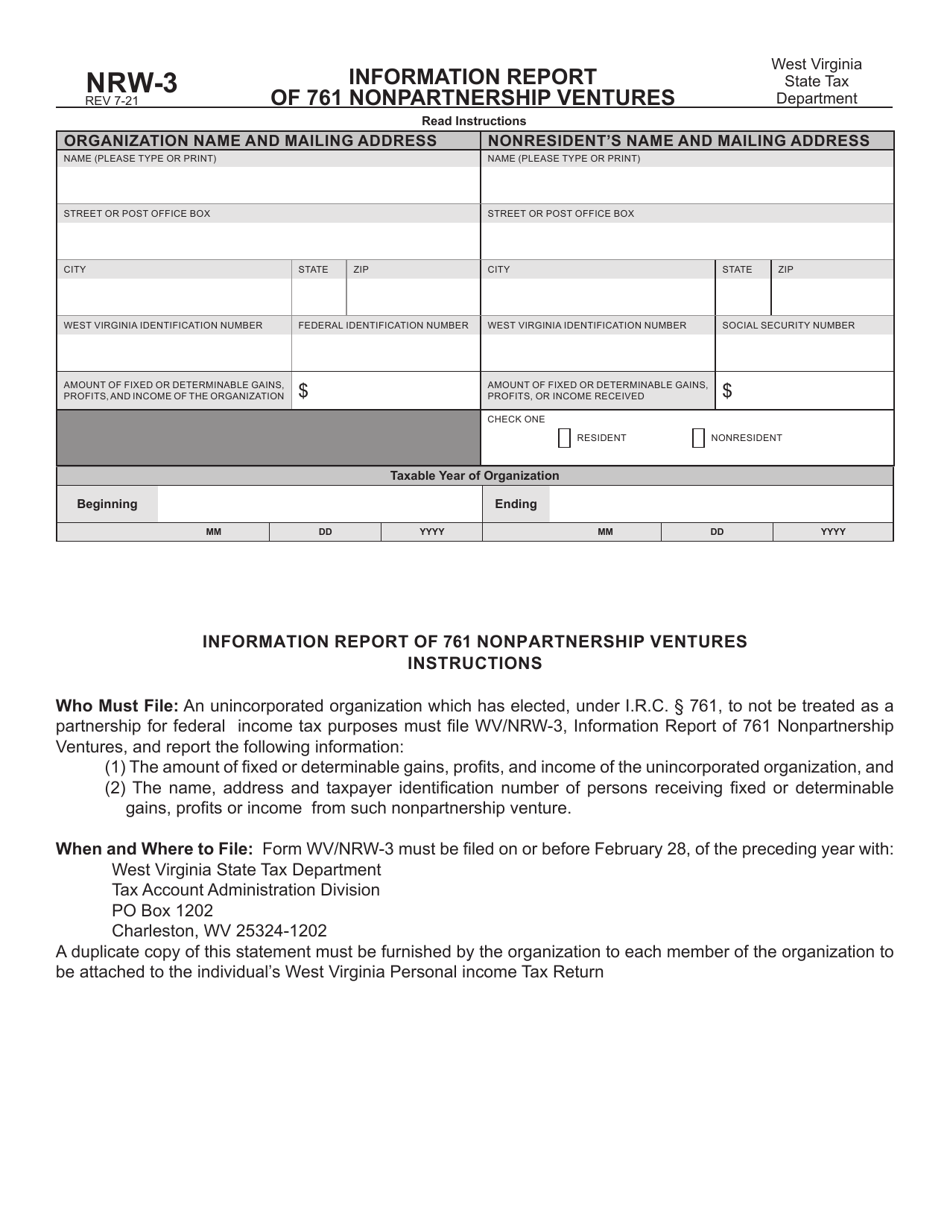 Form Nrw 3 Fill Out Sign Online And Download Printable Pdf West Virginia Templateroller 2199