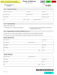 Form A-222 &quot;Power of Attorney&quot; - Wisconsin