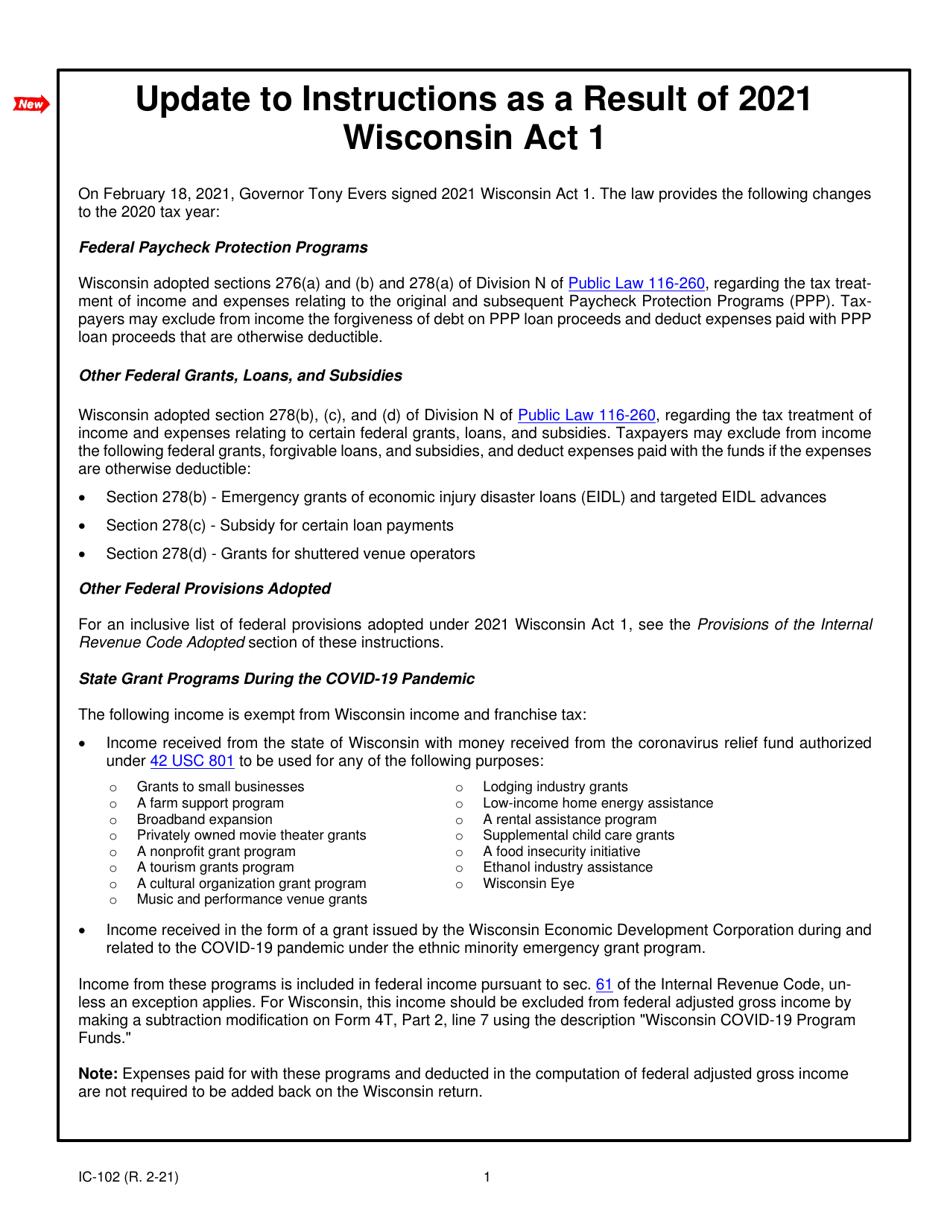 Instructions for Form 4T, IC-002 Wisconsin Exempt Organization Business Franchise or Income Tax Return - Wisconsin, Page 1