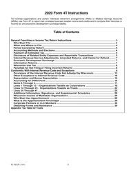 Instructions for Form 4T, IC-002 Wisconsin Exempt Organization Business Franchise or Income Tax Return - Wisconsin, Page 2