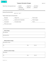 Form PRA-012 Premier Resort Area Tax Return - Wisconsin, Page 2