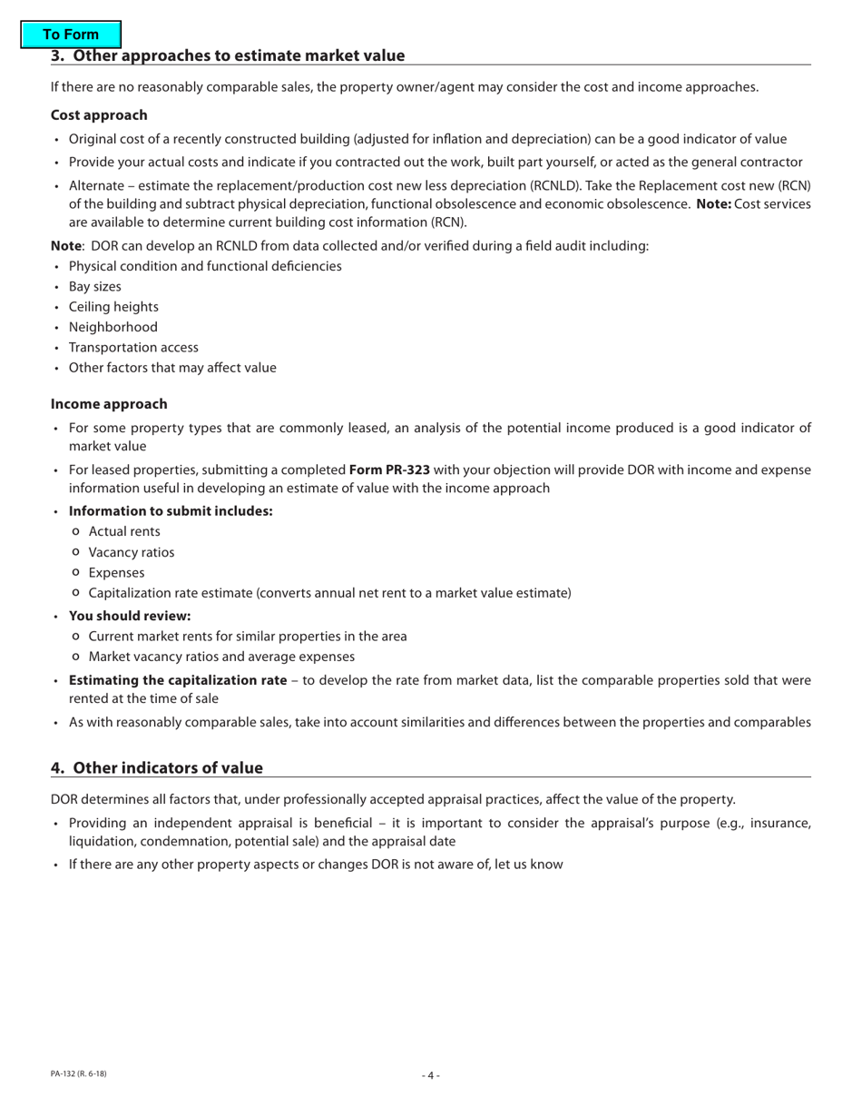Form PA-132 Objection to Manufacturing Real Estate Assessment - Wisconsin, Page 4