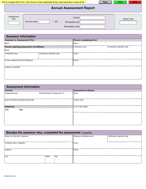 Form PR-800  Printable Pdf