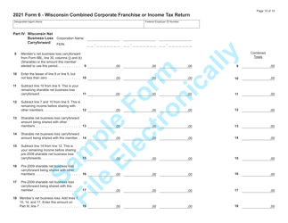 Form 6 (IC-406) Wisconsin Combined Corporation Franchise or Income Tax Return - Sample - Wisconsin, Page 10