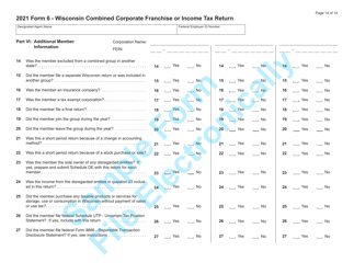 Form 6 (IC-406) Wisconsin Combined Corporation Franchise or Income Tax Return - Sample - Wisconsin, Page 14