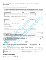 Form 6 (IC-406) Wisconsin Combined Corporation Franchise or Income Tax Return - Sample - Wisconsin, Page 2