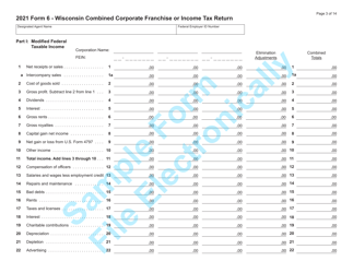 Form 6 (IC-406) Wisconsin Combined Corporation Franchise or Income Tax Return - Sample - Wisconsin, Page 3