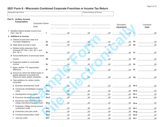 Form 6 (IC-406) Wisconsin Combined Corporation Franchise or Income Tax Return - Sample - Wisconsin, Page 5