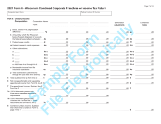 Form 6 (IC-406) Wisconsin Combined Corporation Franchise or Income Tax Return - Sample - Wisconsin, Page 7