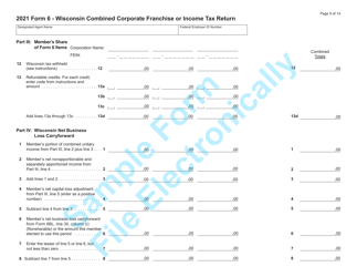 Form 6 (IC-406) Wisconsin Combined Corporation Franchise or Income Tax Return - Sample - Wisconsin, Page 9