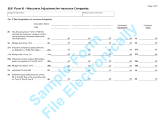 Form 6I (IC-402) Wisconsin Adjustment for Insurance Companies - Sample - Wisconsin, Page 3