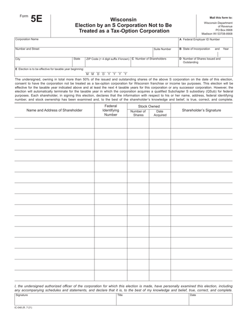 Form 5E (IC-048)  Printable Pdf