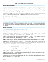 Document preview: Instructions for Form I-055 Schedule NOL2 Net Operating Loss Deduction and Wisconsin Modified Taxable Income - Wisconsin