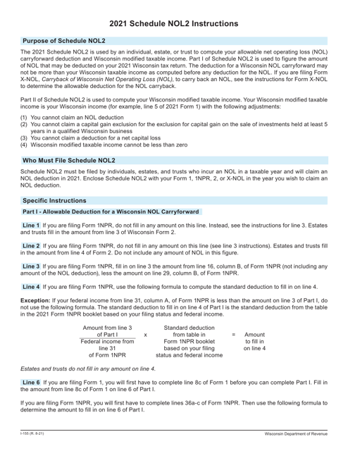 Form I-055 Schedule NOL2 2021 Printable Pdf