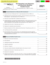 Document preview: Form I-055 Schedule NOL2 Net Operating Loss Deduction and Wisconsin Modified Taxable Income - Wisconsin