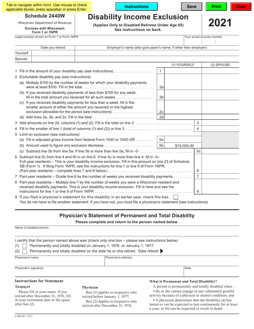 Form I-026 Schedule 2440W 2021 Printable Pdf