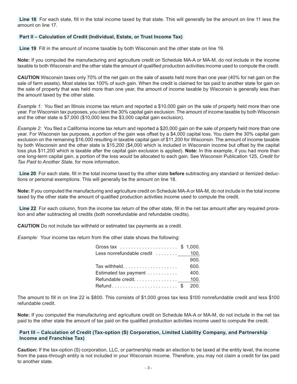 Instructions for Form I-023 Schedule OS Credit for Net Tax Paid to Another State - Wisconsin, Page 3