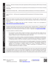 Form 2277 Application for Driveaway Plate(S) and Permit - Missouri, Page 2