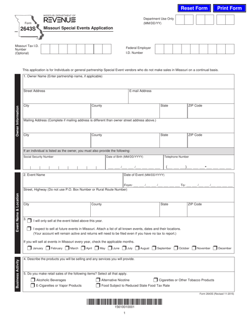 Form 2643S  Printable Pdf