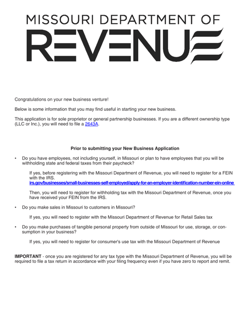 Form 2643-MO  Printable Pdf