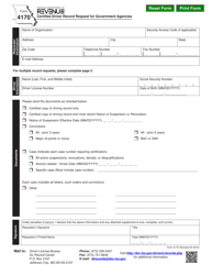 Form 4170 Certified Driver Record Request for Government Agencies - Missouri