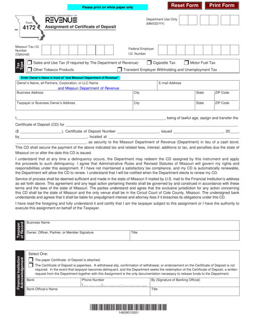 Form 4172  Printable Pdf