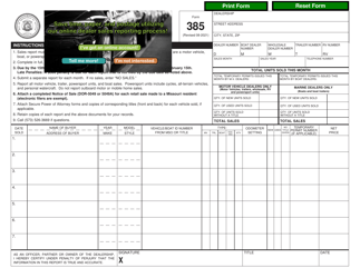 Form 385 Dealer's Monthly Sales Report - Missouri