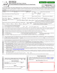 Document preview: Form 4318 Military Application With Power of Attorney (For Persons Mobilized and Deployed With the U.S. Armed Forces) - Missouri