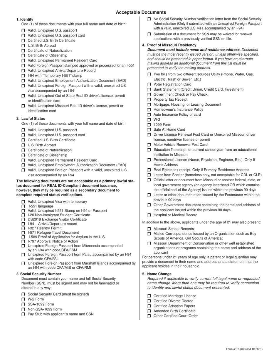 Form 4318 Military Application With Power of Attorney (For Persons Mobilized and Deployed With the U.S. Armed Forces) - Missouri, Page 4