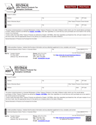 Form 4357 Other Tobacco Products Tax Exemption Certificate - Missouri